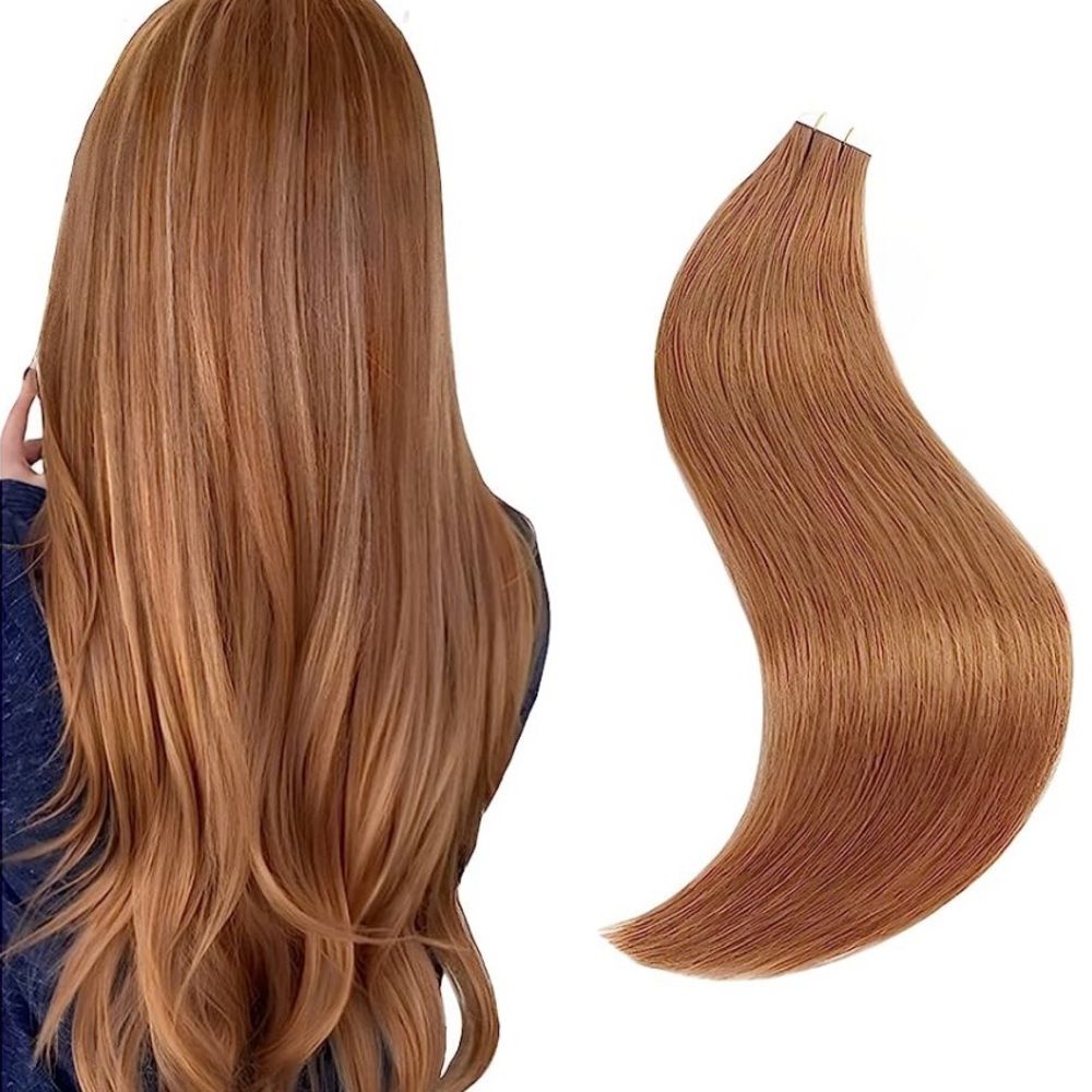 Tape In Human Hair With Medium Auburn